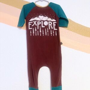Rags to Raches Brown and Teal Explore Romper